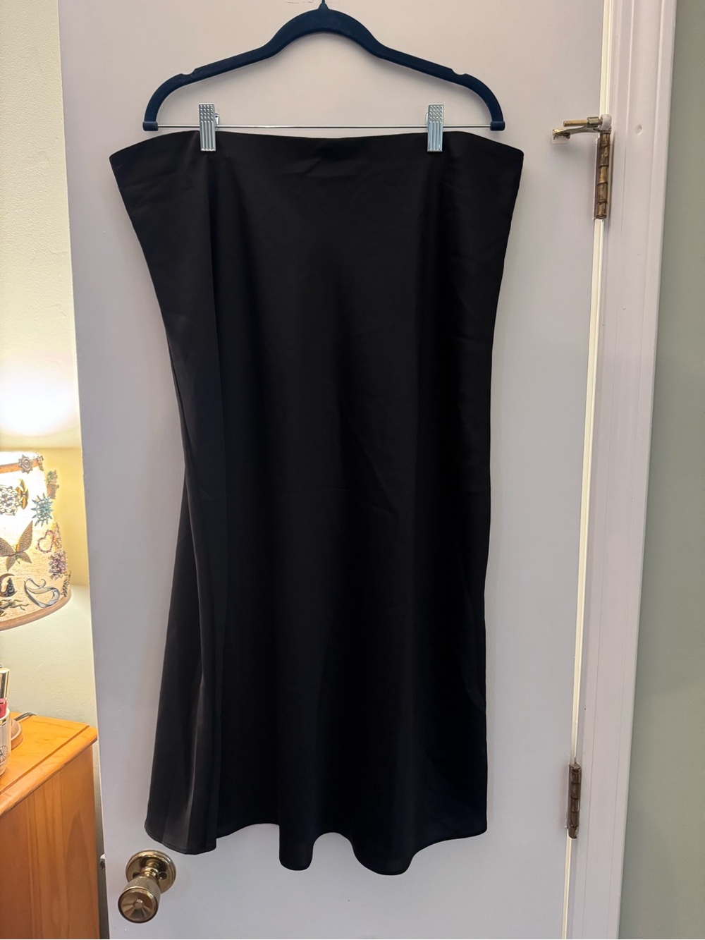 J.Crew Classic Black Satin Midi Skirt